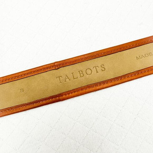 Talbots Rattan Canvas Leather Brown Trimmed Belt Size Small - Picture 3 of 5